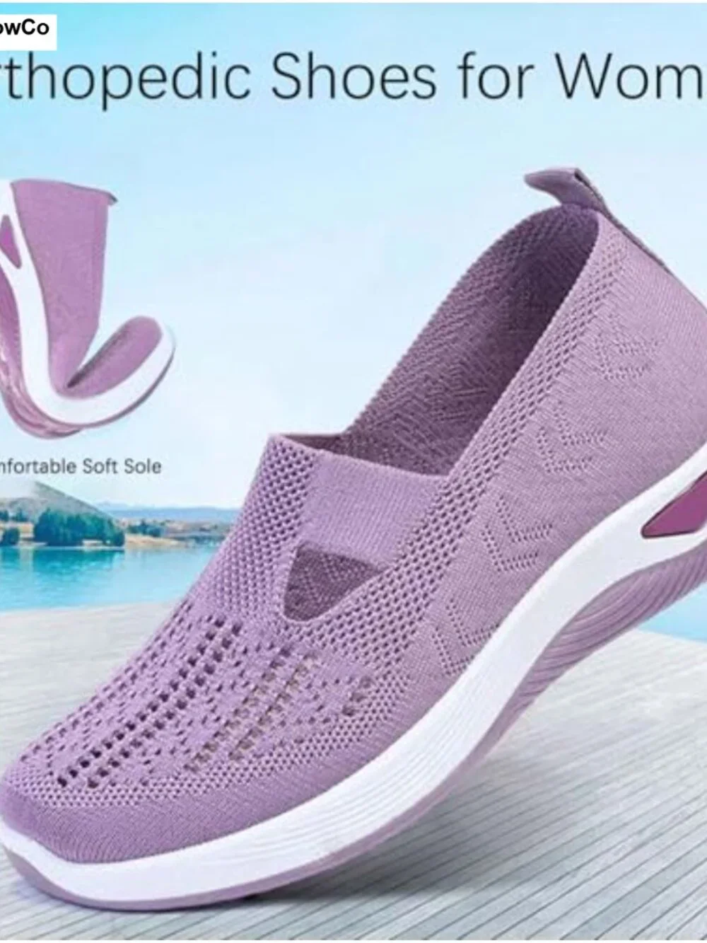 Orthopedic Wide Width Slip on Walking Sneakers Non Slip Arch Support